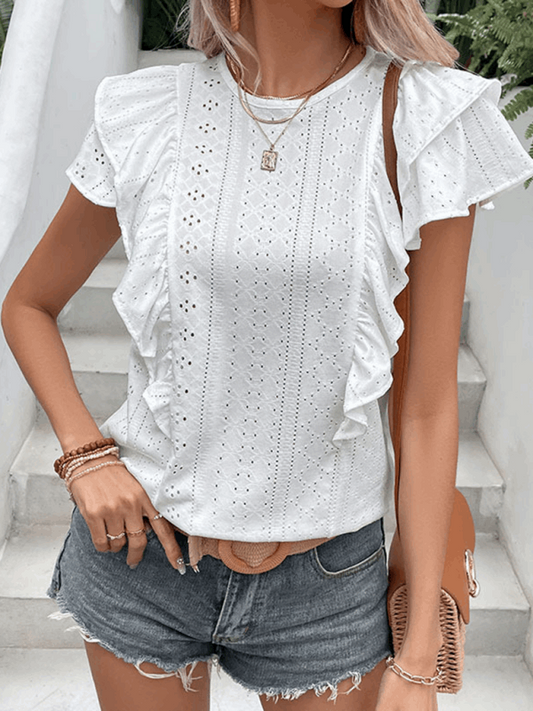 Fashion Women’s Ruffled White Casual Shirt Beacon Bazar